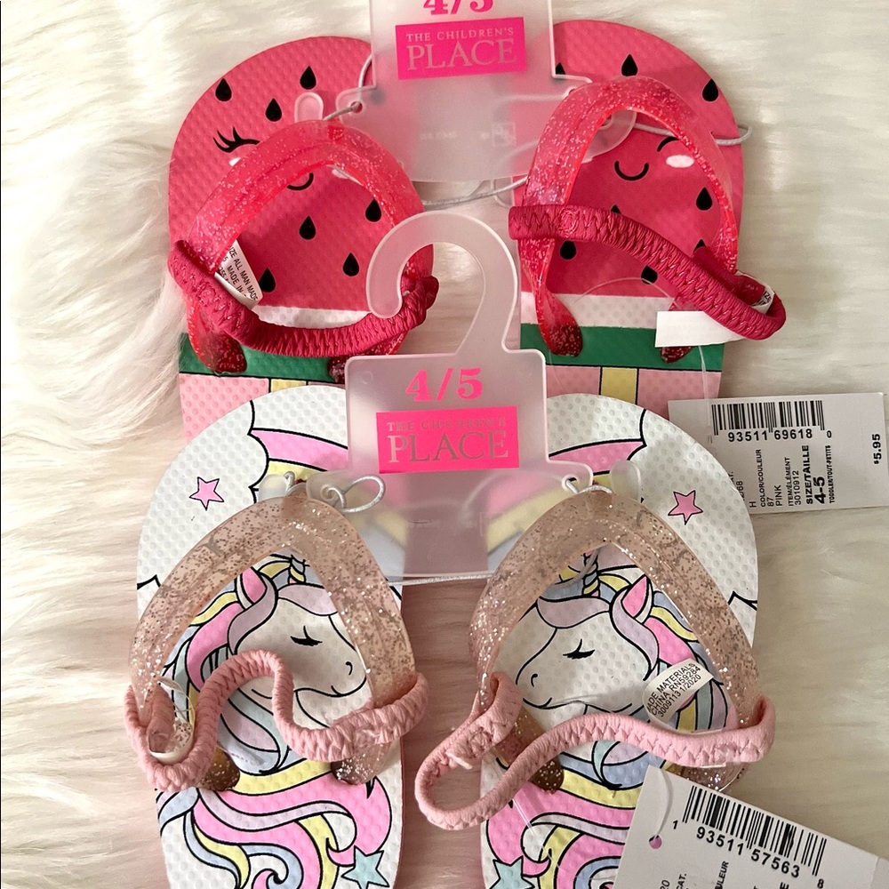 The Children’s Place 2 pairs of size 4-5 toddler flip flops